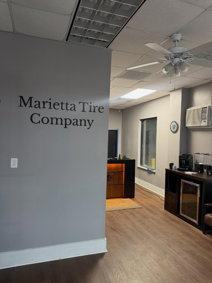 Marietta Tire Company reception and sign